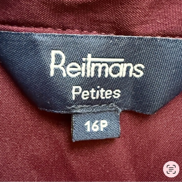 Reitmans Deep Red Button-Down Shirt Size 16P Petite Office Business Casual - Picture 3 of 11
